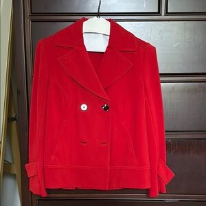 Diane Von Furstenberg Red Cropped Double Breasted Jacket